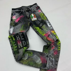 Men's Fashion Grey Multi Skinny Denim Pants